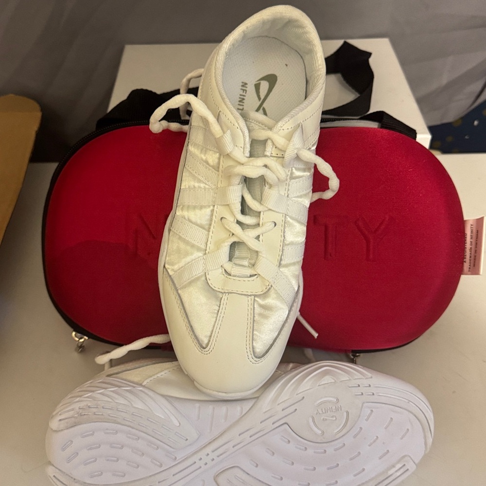 NFINITY White Athletic Shoes with Red Case